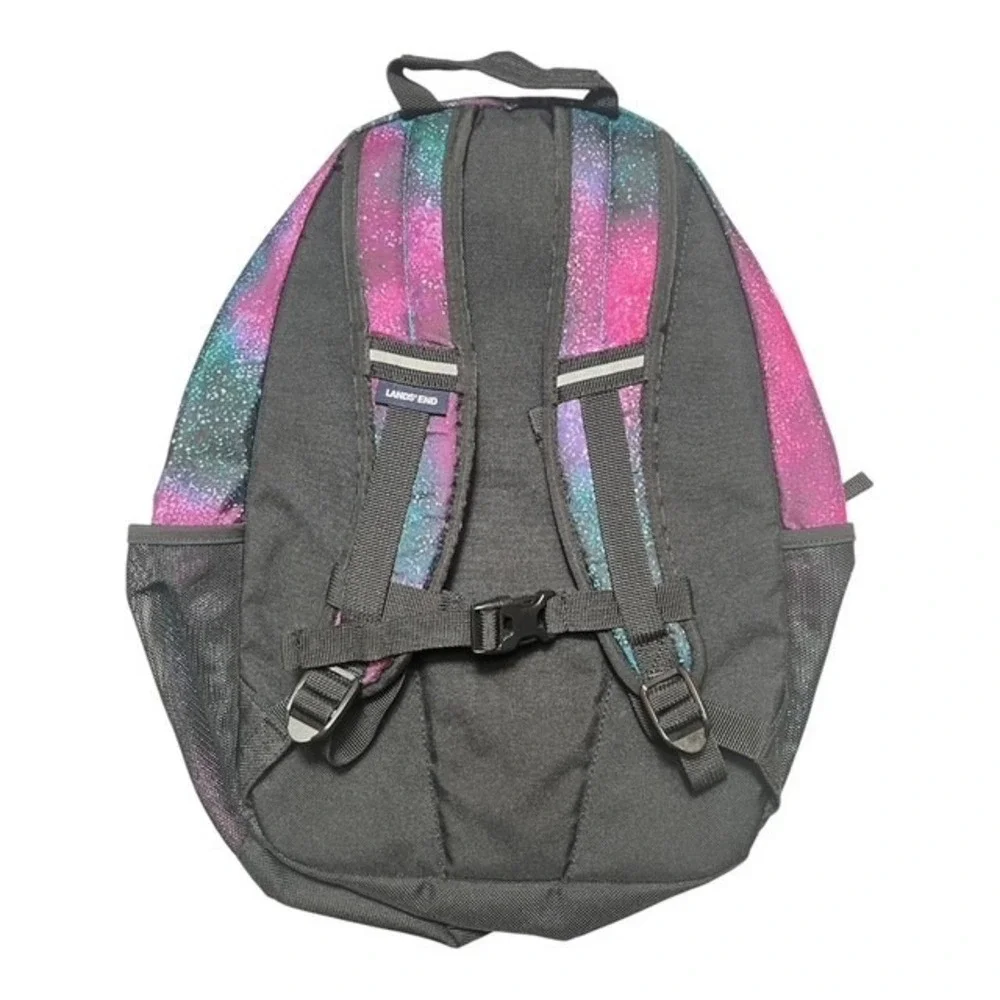Lands' End Backpack Vibrant Pink And Teal Galaxy Mesh Water Bottle Pockets -2002